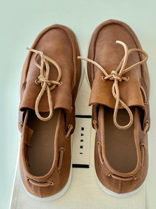 Marni Shoes - MARNI Tan Nubuck Boat Shoes IT 39 / US 9